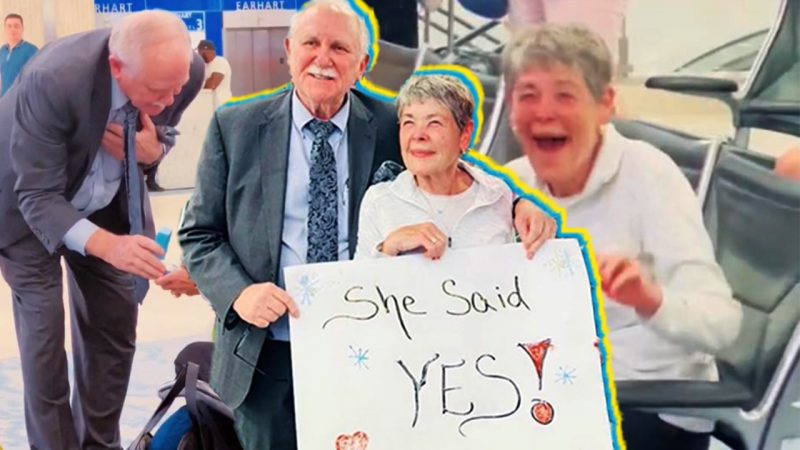 Man's proposal to rekindled high school sweetheart sixty years from first date goes viral